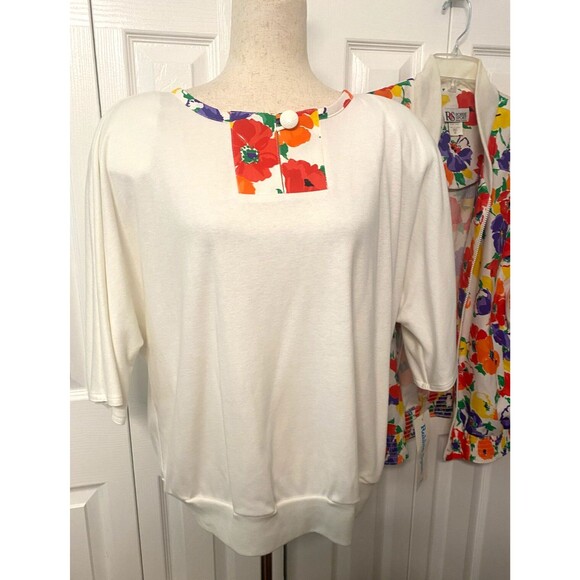 NOS Vtg ROBBIE SPORT Womens Sz 16 2pc Set Jacket & Blouse Bright Floral Colorful - Picture 9 of 14